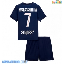Camisa de time de futebol Paris Saint-Germain Khvicha Kvaratskhelia #7 Replicas 1º Equipamento Infantil 2025-26 Manga Curta (+ Calças curtas)